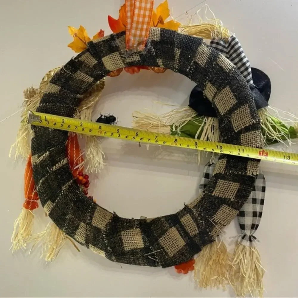 Fall Harvest Scarecrow Welcome Wreath 15